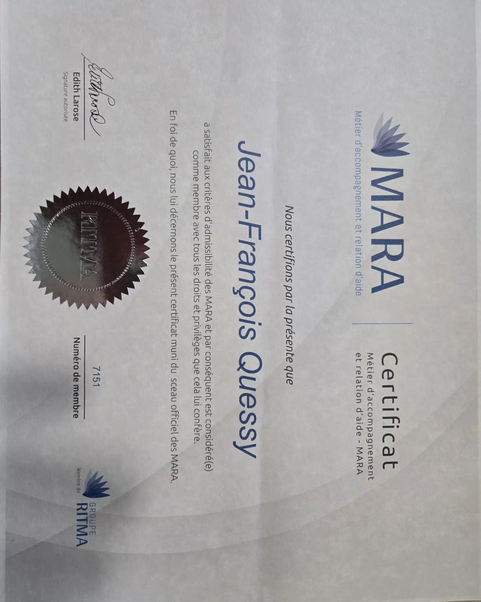 Certification MARA rotated